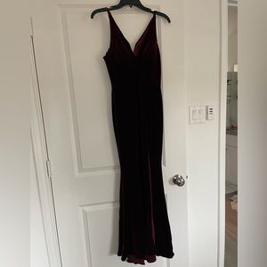 Burgundy velvet formal dress